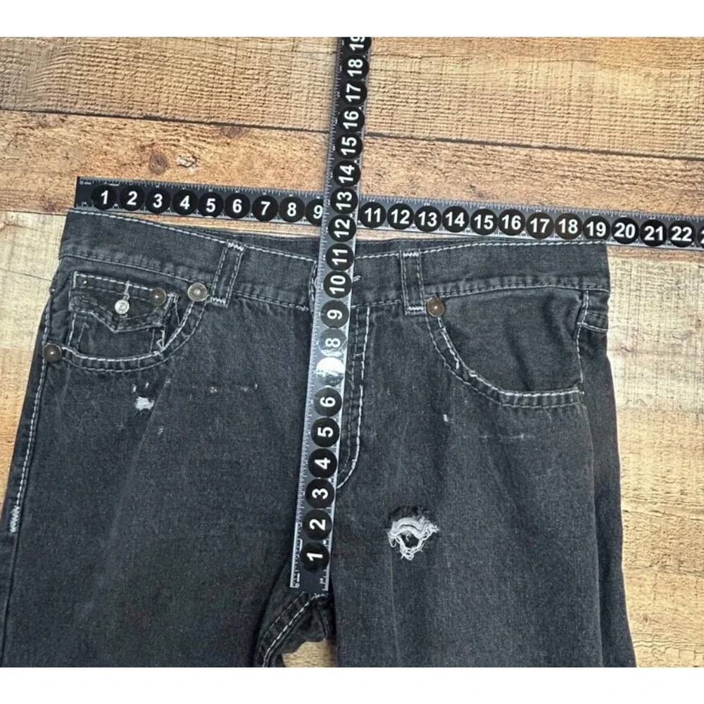 *True Religion Jeans Mens 38 Black Distressed Measures 38X33 Geno Straight‎ Y2K